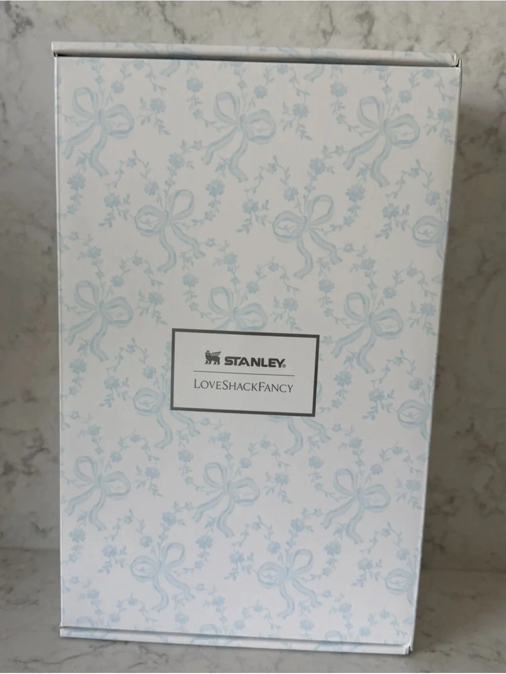 Stanley Pale Blue Floral Quencher Tumbler with Bow Straw